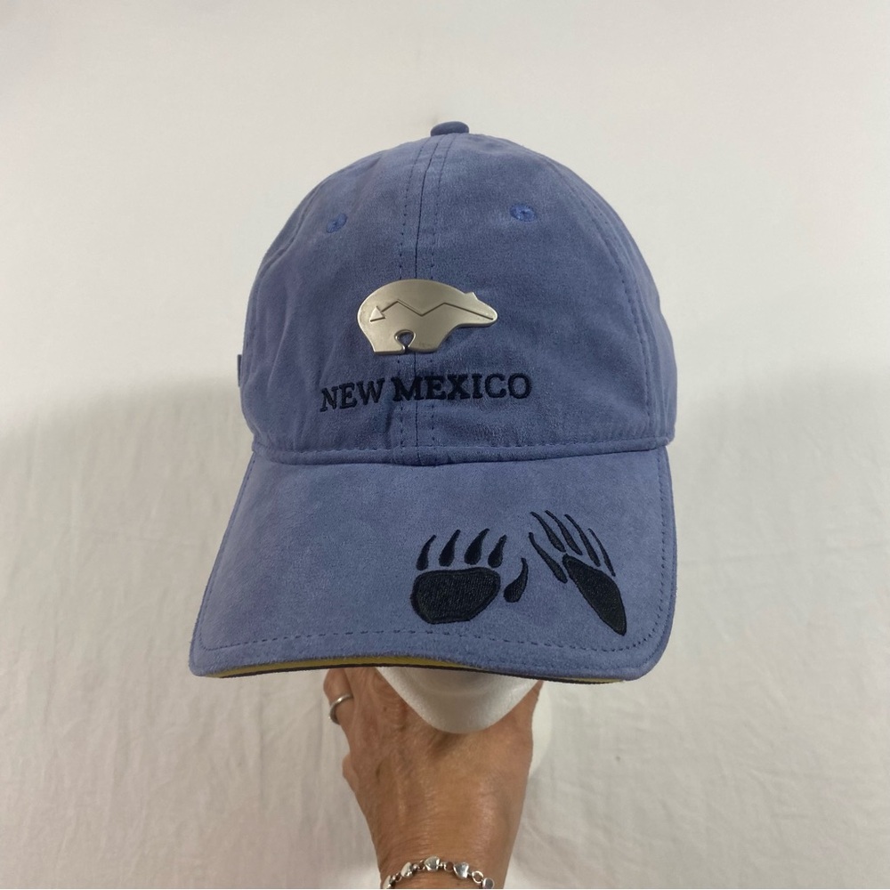 New Mexico Hat  Bear Logo Metal cap blue suede winter baseball hat - Picture 6 of 6